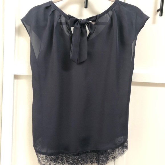 LC by Lauren Conrad Dusty Blue Blouse with Bow Detail - Picture 2 of 4